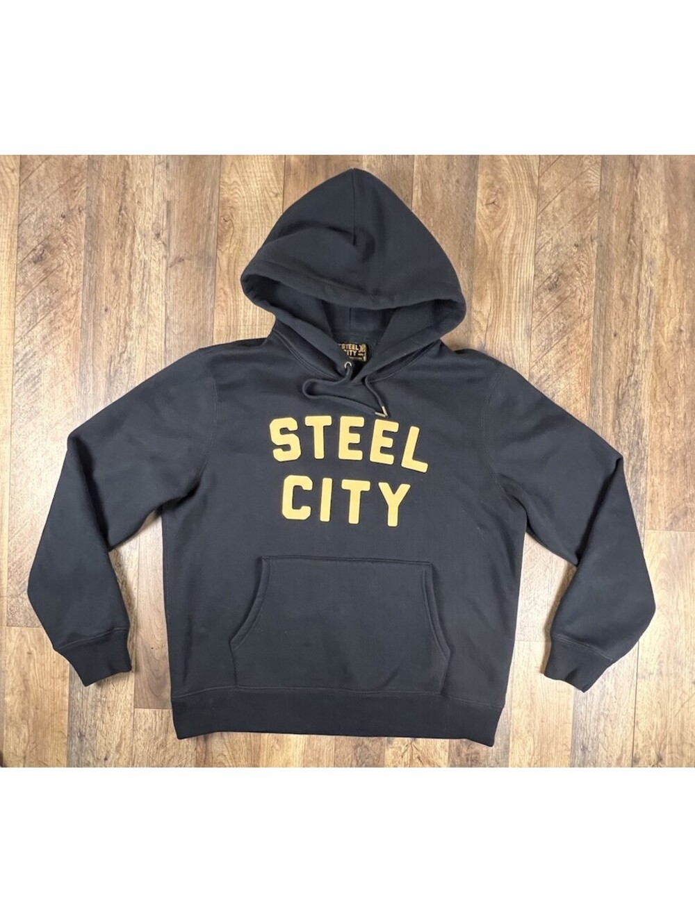 Steel City Hoodie Men’s Medium Black And Yellow Gold Pittsburgh 412 Soft Thick